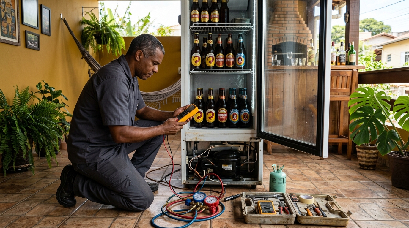 Manutenção da placa eletrônica de cervejeira em Campo Grande‑MS